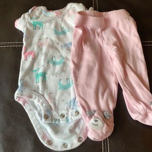 Carter’s newborn reindeer onesie with matching pants and hat